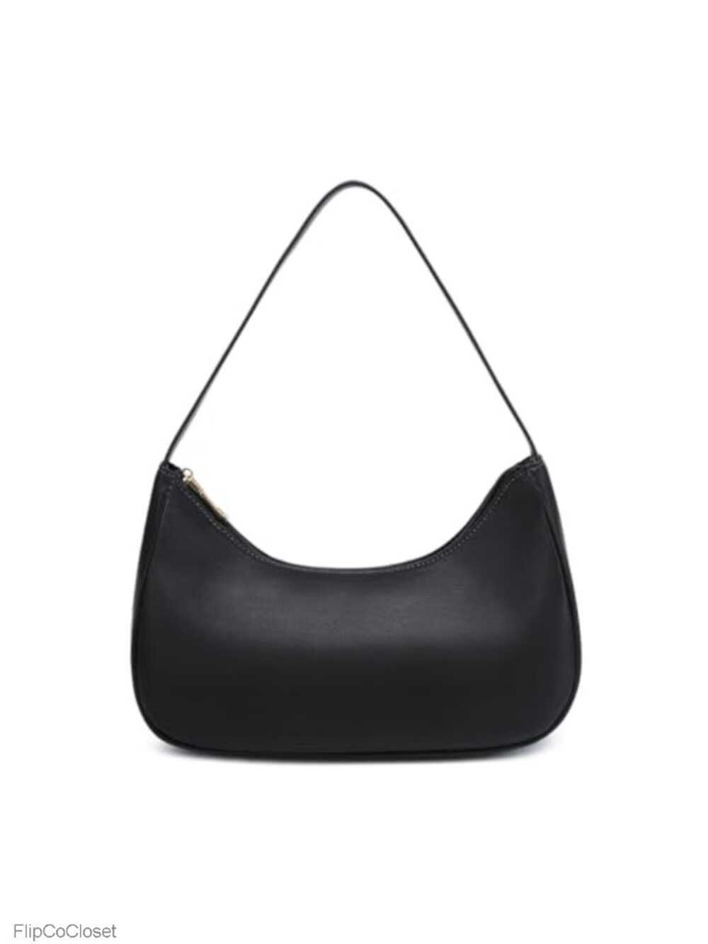 PU Leather Hobo Tote Bag with Gold Hardware, Zippered Shoulder Purse for Work &
